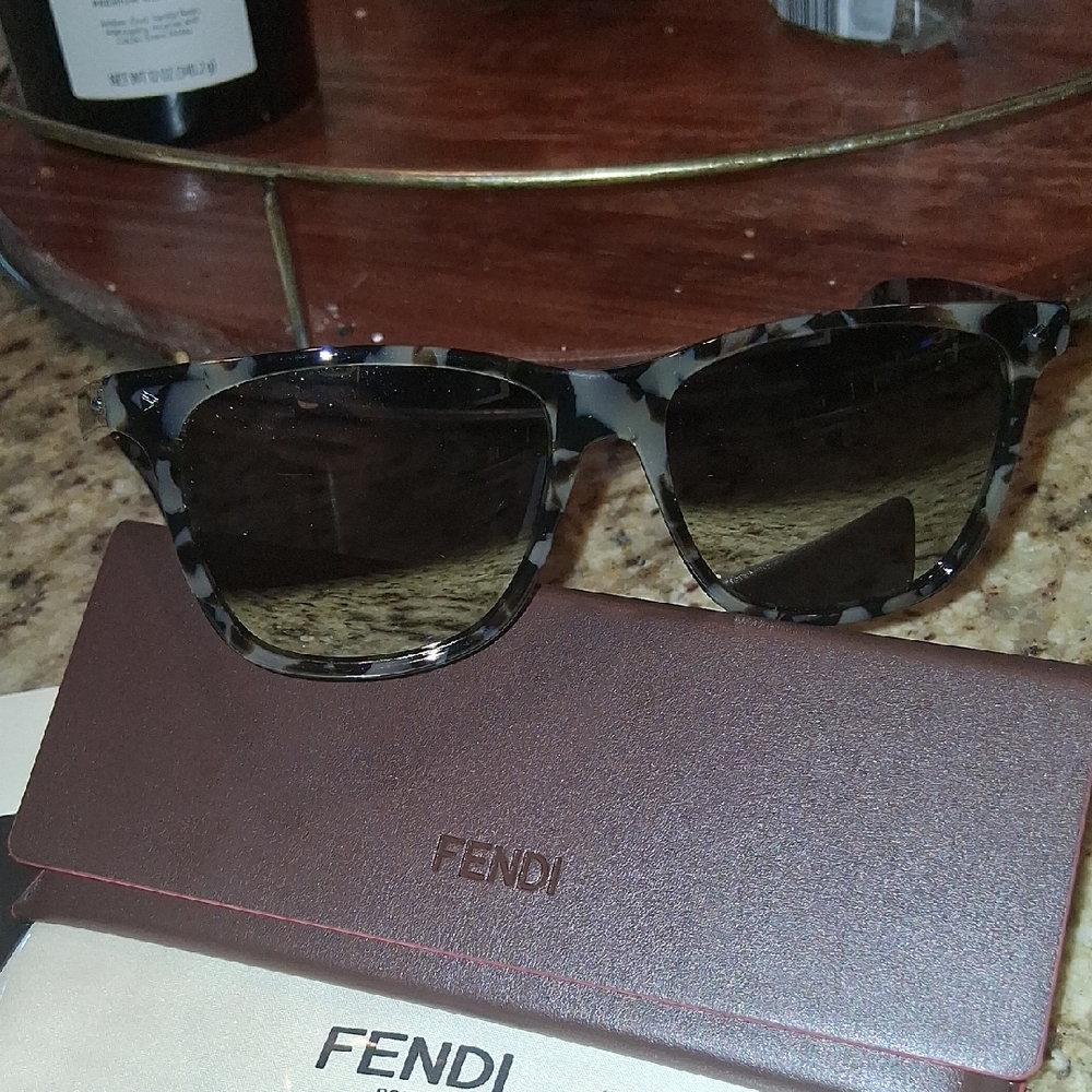 Fendi Black and White Patterned Sunglasses
